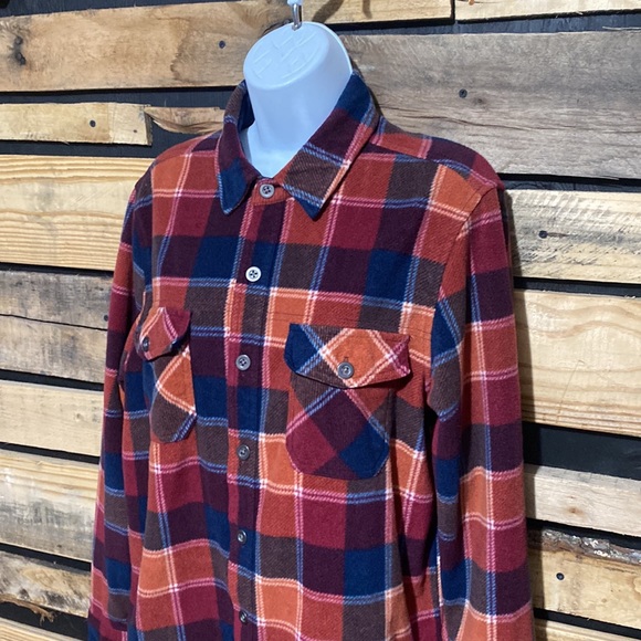 Freedom Foundry Medium M Mens Fleece Button Up Shirt Pockets Long Sleeve Red - Picture 2 of 8